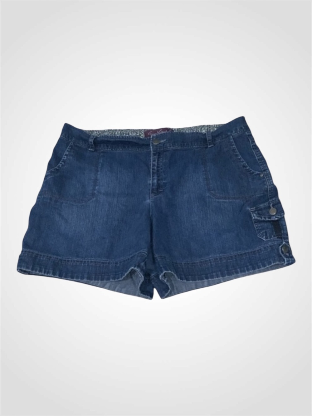 Gloria Vanderbilt Blue Jean Denim Modest 6” High Waisted Mom Shorts Pockets 16